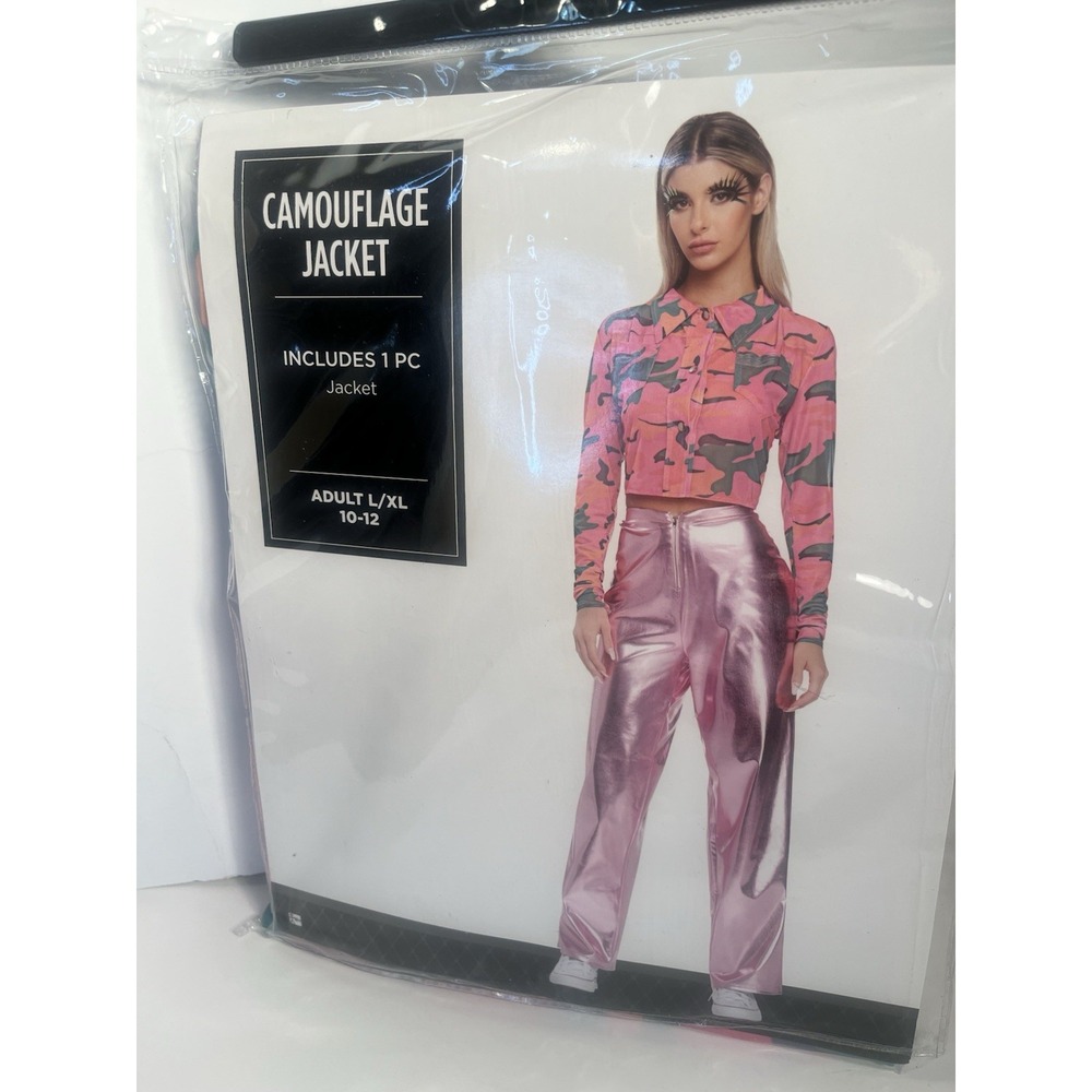 Women's Pink Camo Camouflage Jacket Costume L/XL 10-12 Halloween NWT